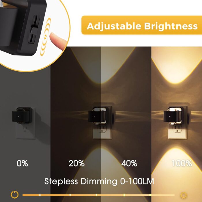 L LOHAS LED Night Light Projector, Nights Light Plug into Wall, Dusk to Dawn Sensor, 180°Rotating Nightlight for Kids, 0-100LM Dimmable Soft White Ambient Lighting for Bathroom, Decor, Gifts, 2 Pack - Image 3