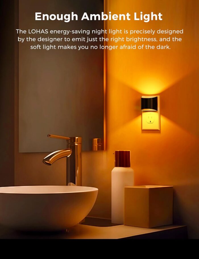 Night Light 2 Pack, L LOHAS LED Night Lights Plug into Wall, Dusk to Dawn Sensor Nightlight, 3 Level Brightness Adjustable, 1600K Amber Light - Image 2
