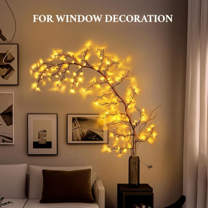 Enchanted Willow Vine Lights for Home Decor with 160LEDs, 8.2FT Wall Decoration Light with 8 Remote Control Modes (Black)(1PCS) - Image 3