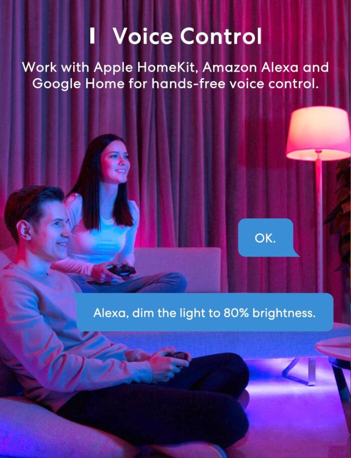 meross Smart LED Strip Lights Works with Apple HomeKit, 16.4ft WiFi RGB Strip, Compatible with Siri, Alexa&Google and SmartThings, App Control, Color Changing Led Strips for Bedroom, TV - Image 4