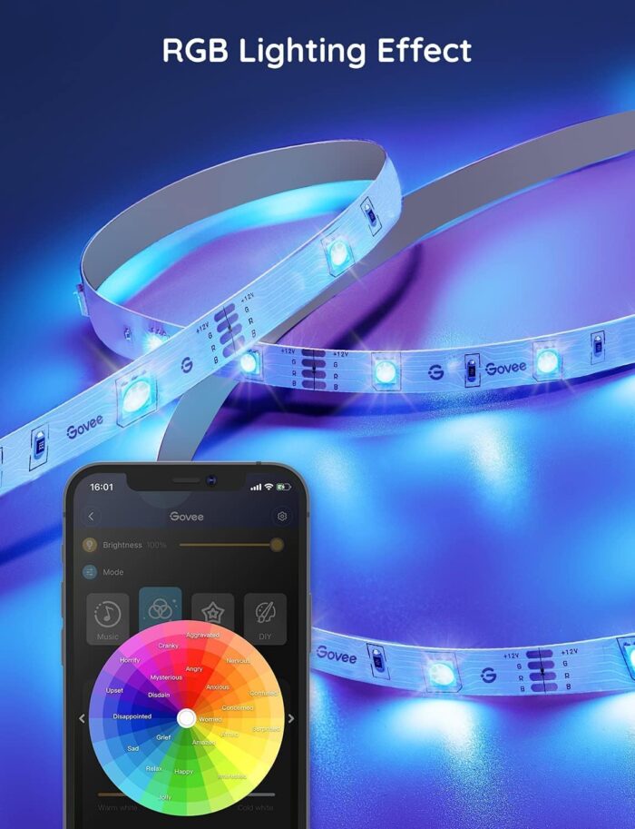 Govee 16.4ft WiFi LED Strip Lights, Smart RGB LED Lights Work with Alexa and Google Assistant, Color Changing Light Strip with Music Sync, App Control LED Lights for Bedroom, Kitchen, New Year Decor - Image 7