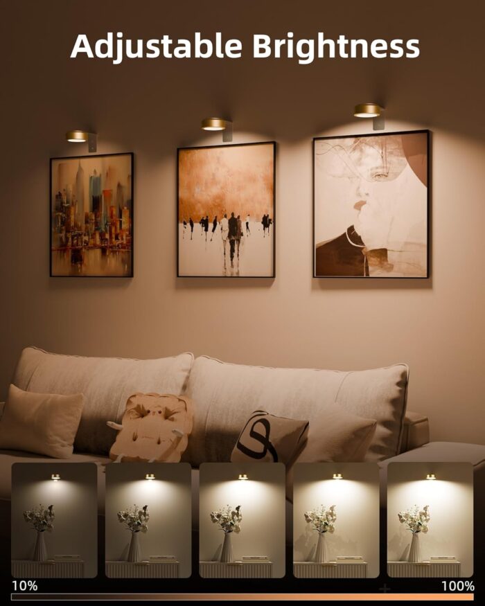 EZVALO Picture Lights for with Charging Station,Rechargeable Battery Magnetic Poster Lights with 2 Color Temps&12 RGB,Remote Dimmable Timer Light,Wall Decor Light for Art Display(6 Pack) - Image 4