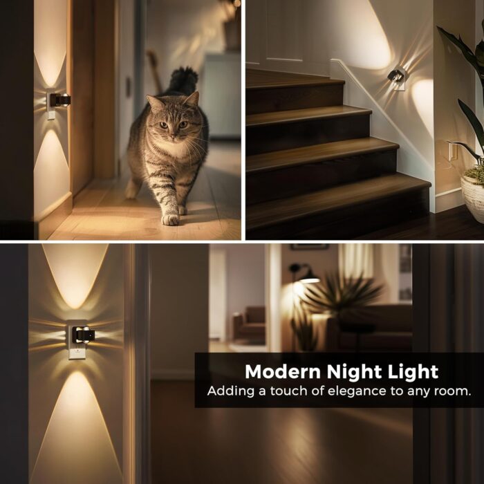 L LOHAS LED Night Light Projector, Nights Light Plug into Wall, Dusk to Dawn Sensor, 180°Rotating Nightlight for Kids, 0-100LM Dimmable Soft White Ambient Lighting for Bathroom, Decor, Gifts, 2 Pack - Image 5