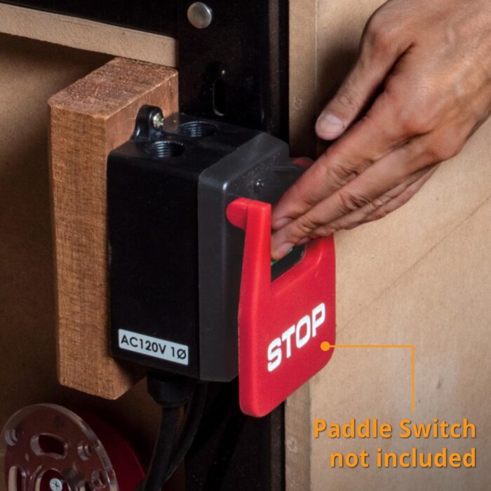 POWERTEC 72251 120V/230V Dual Voltage Paddle Switch w/Deep Switch Box & Hardware, 3HP, Knee Paddle for Power Tools Fast Power Off. Fits Table Saw, Router Table, Drill Press, Bench Saw, Band Saw - Image 5