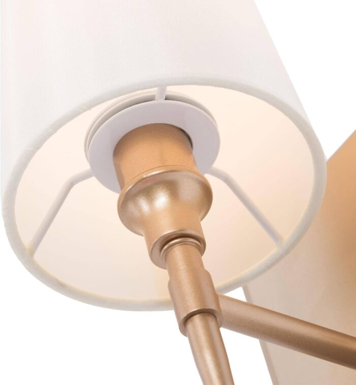 LALUZ Gold Wall Sconces, Modern 1-Light Gold Bathroom Light Fixtures with White Fabric Shade for Bathroom, Bedroom and Hallway - Image 5