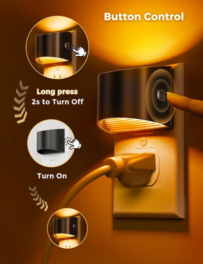 Night Light 2 Pack, L LOHAS LED Night Lights Plug into Wall, Dusk to Dawn Sensor Nightlight, 3 Level Brightness Adjustable, 1600K Amber Light - Image 4