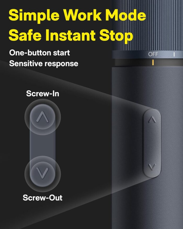 HOTO Electric Screwdriver Rechargeable, 3.6V Cordless Screwdriver Set USB-C, 3 Torque Settings, 1500mAh Battery, LED Light & 12 S2 Metal Bits for Furniture/Electrical Repairs - Image 4