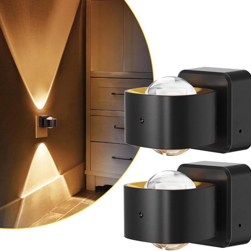 L LOHAS LED Night Light Projector, Nights Light Plug into Wall, Dusk to Dawn Sensor, 180°Rotating Nightlight for Kids, 0-100LM Dimmable Soft White Ambient Lighting for Bathroom, Decor, Gifts, 2 Pack