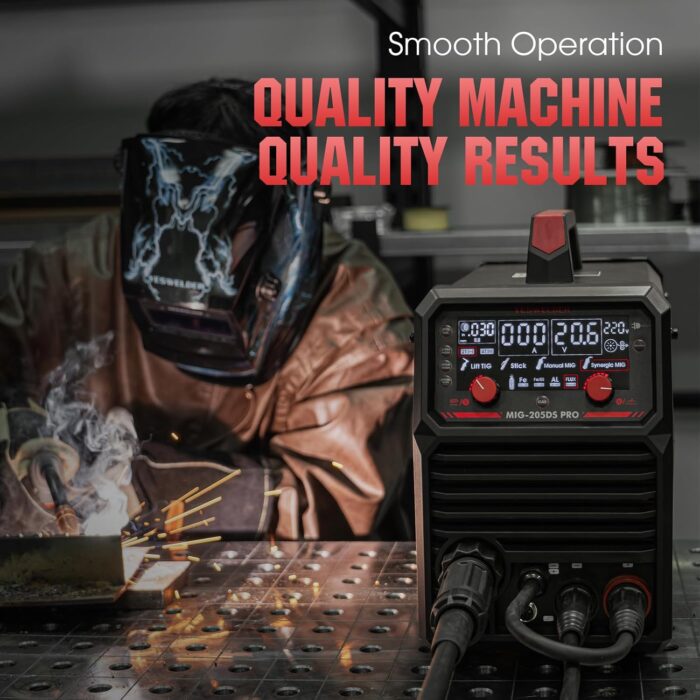 YESWELDER MIG-205DS PRO MIG Welder, 200Amp 110/220V Dual Voltage MIG Welding Machine, 5 in 1 Gas MIG/Flux Core MIG/Spool Gun MIG/Lift TIG/Stick Multiprocess Aluminum MIG Welder, Spool Gun Compatible - Image 4