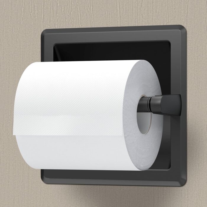 Gatco 752 Recessed Pivoting Toilet Paper Holder, Wall Mounted, Heavy Duty Metal Tissue Holder for Bathroom – Available in Matte Black - Image 5