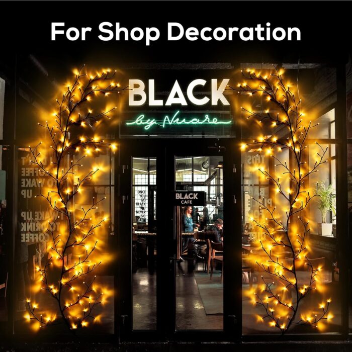 Enchanted Willow Vine Lights for Home Decor with 160LEDs, 8.2FT Wall Decoration Light with 8 Remote Control Modes (Black)(1PCS) - Image 5