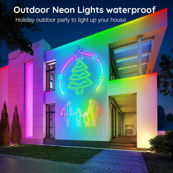 20Ft Neon Rope Lights,Flexible Led Rope Lights Control with App/Remote,Multiple Modes Rope Lights,IP65 Outdoor RGB Led Neon Lights Waterproof,Music Sync Gaming Led Neon Light Strip for Bedroom Decor - Image 6