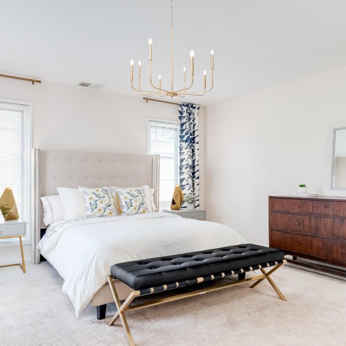 Gold Chandelier, 8-Light Farmhouse Dining Room Chandelier Over Table, 31.5'' Large Modern Chandeliers Hanging Light Fixture for Living Room Foyer Staircase High Ceilings - Image 5
