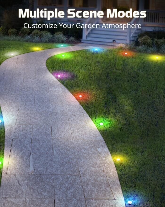 Outdoor Ground Lights, 33ft RGB+IC Outdoor Lights for Patio, 15 Pack Pathway Lights with App Bluetooth Control, LED Patio Lights with IP65 Waterproof for Garden Decor, Mulitiple Scene Modes - Image 2