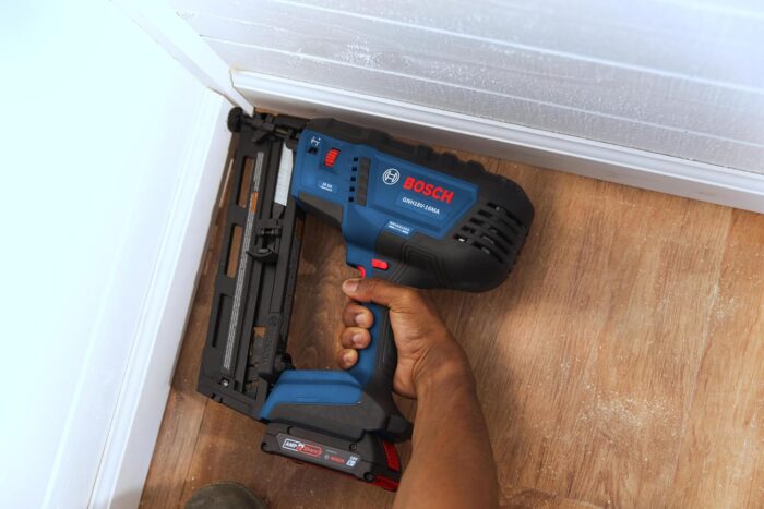 BOSCH GNH18V-16MAB12 18V Brushless 16-Gauge Angled Finish Nailer Kit with 2Ah Battery - Cordless, Compact, and Powerful for Interior Trims, Crown Moldings, and More - Image 4