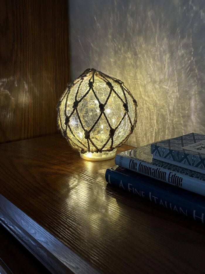 SAILINGSTORY Glass Fishing Float Nautical Lamp Coastal Beach Decor 6" Cracked Glass Ball Night Light - Image 6