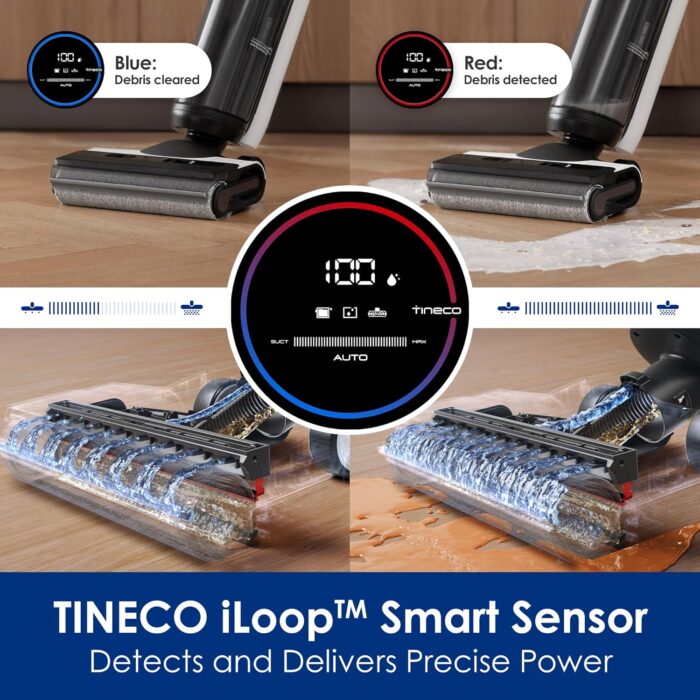 Tineco Floor ONE S5 Smart Cordless Wet Dry Vacuum Cleaner and Mop for Hard Floors, Digital Display, Long Run Time, Great for Sticky Messes and Pet Hair, Space-Saving Design, Blue - Image 4