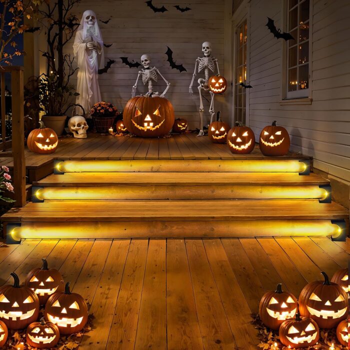 Fudosa Solar Step Lights for Outside - 6 Pack Waterproof Solar Stair Lights Deck Lighting Outdoor for Garden Backyard Landscape Yard Decor - Warm White - Image 2