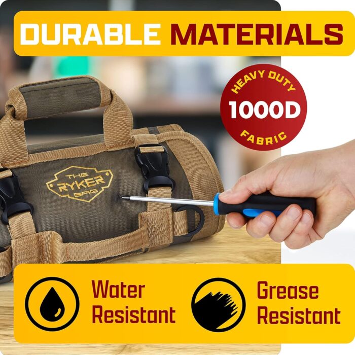The Ryker Bag Tool Organizers - Small Tool Bag W/Detachable Pouches, Heavy Duty Roll Up Organizer : 6 Tool Pouches - Gifts for him Tool Roll Organizer For Mechanic, Electrician & Hobbyist - Image 5