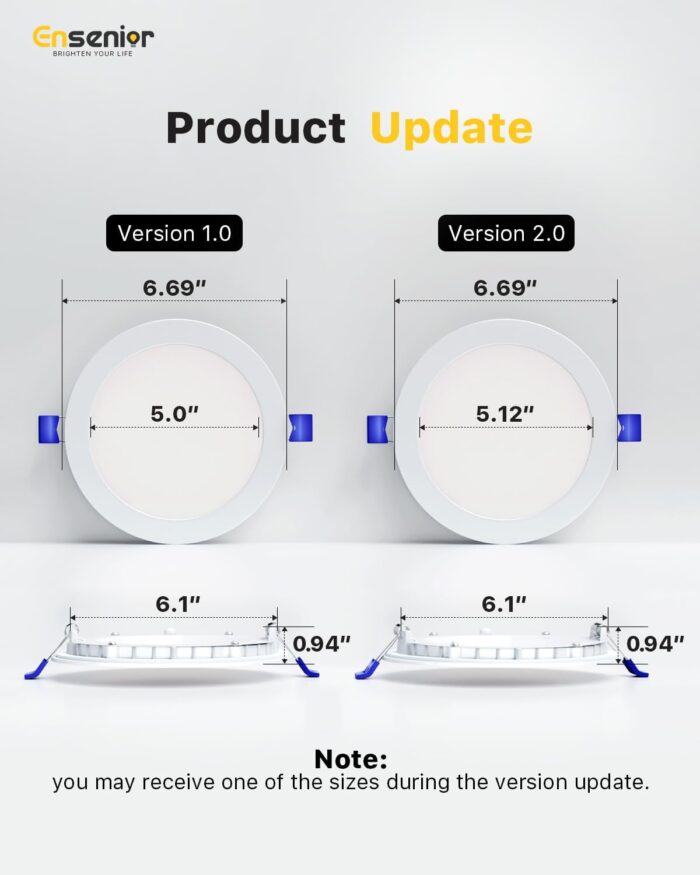 Ensenior 12 Pack 6 Inch LED Recessed Ceiling Light, Dimmable, 2700K-5000K 5CCT, 1200LM 12W 120V, High Brightness Canless Wafer Downlight - ETL&FCC&IC - Image 5