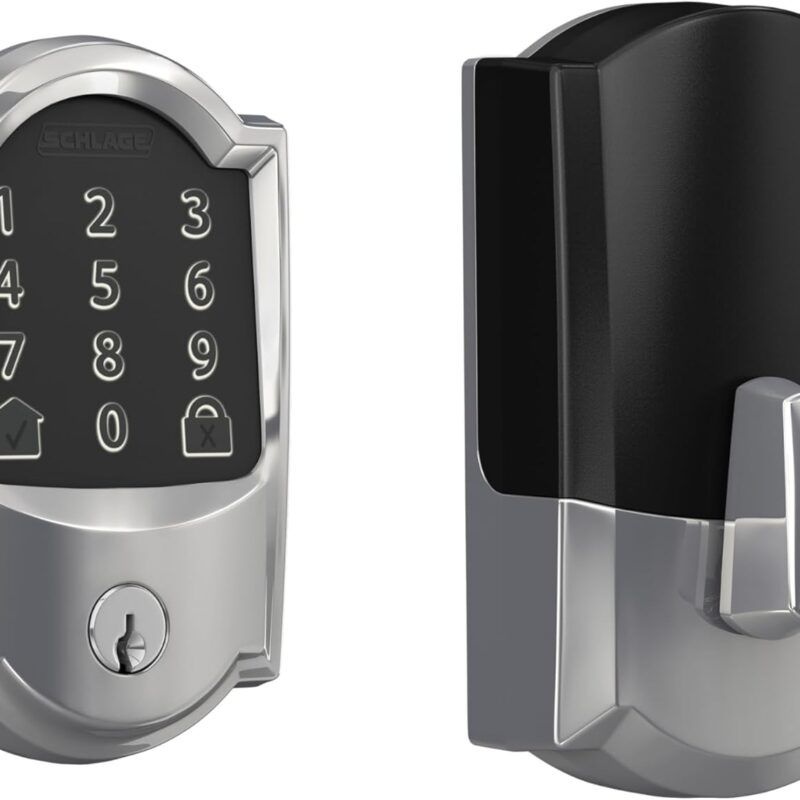 Schlage Encode Smart WiFi Deadbolt with Camelot Trim In Bright Chrome