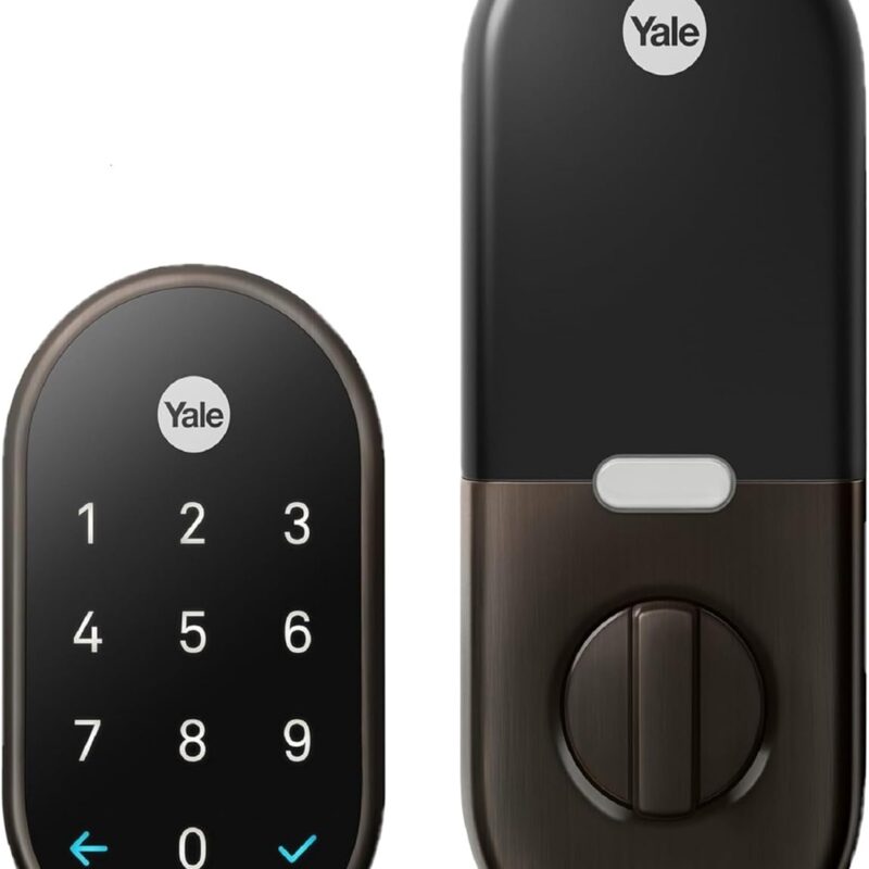 Google Nest x Yale Lock - Tamper-Proof Smart Lock for Keyless Entry - Keypad Deadbolt Lock for Front Door - Oil Rubbed Bronze