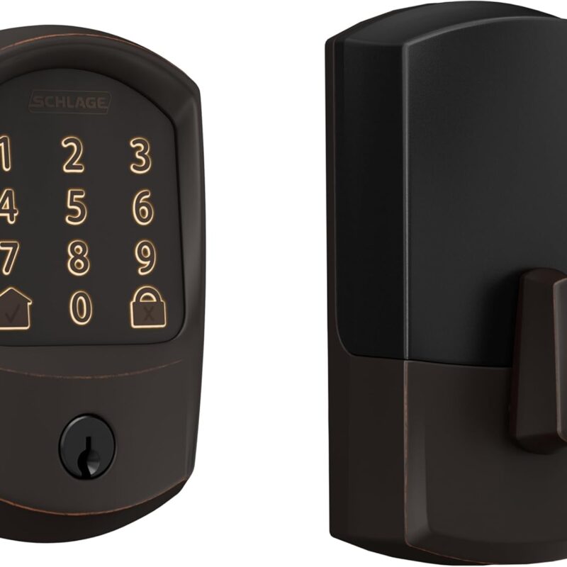 SCHLAGE BE489WB GRW 716 Encode WiFi Deadbolt Smart Lock, Keyless Entry Touchscreen Door Lock with Greenwich Trim, Aged Bronze