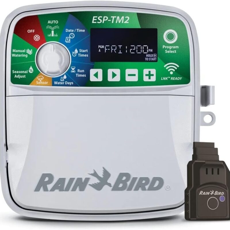 Rain-Bird ESP-TM2 Indoor Outdoor Irrigation WiFi Zone Controller Timer Box and Link Lnk WiFi Mobile Wireless Smartphone Upgrade Module Sprinkler System (6 Zone)