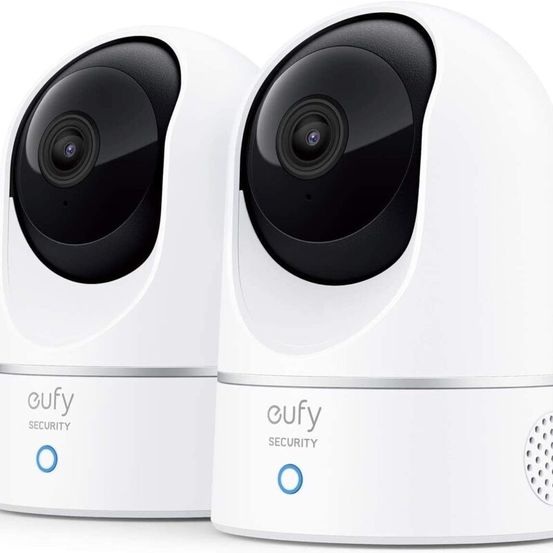 eufy Security Indoor Cam E220 2-Cam Kit, 2K Security Indoor Camera Pan & Tilt, Plug-in Camera with Wi-Fi, Human & Pet AI, Voice Assistant Compatibility, Motion Tracking, Homebase 3 Compatible