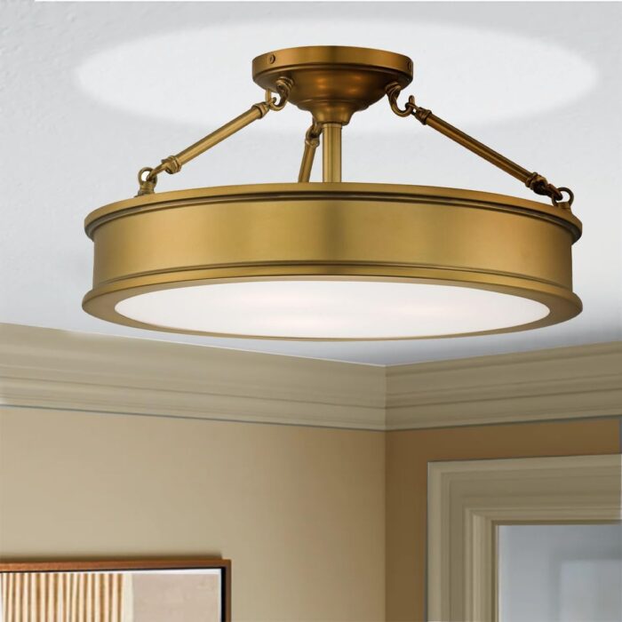 Minka Lavery Semi Flush Mount Ceiling Light 4177-249, Harbour Point Glass Lighting Fixture, 3 Light, Liberty Gold - Image 2