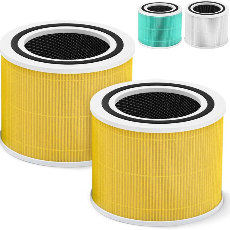 Core 300 Pet Care Replacement Filter for LEVOIT Core 300 Core 300S VortexAir Air Purifier, 3-in-1 HEPA and Activated Carbon, Core 300-RF-PA, 2 Pack, Yellow