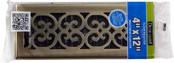 Decor Grates SPH412-A Scroll Design Floor Register, 4x12 Inches, Antique Brass Finish - Image 7