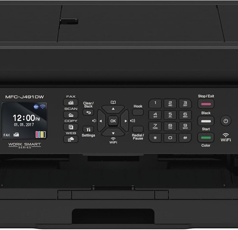 Brother Wireless All-in-One Inkjet Printer, MFC-J491DW, Multi-function Color Printer, Duplex Printing, Mobile Printing,Amazon Dash Replenishment Enabled, Black, 8.5 (MFCJ491DW)