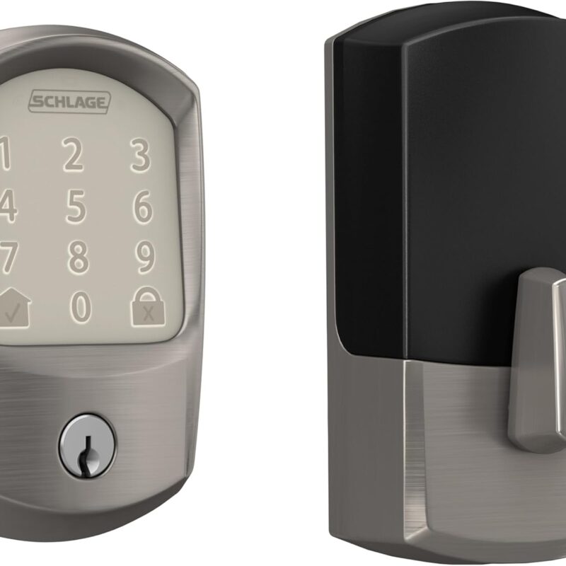 Schlage Encode Smart WiFi Deadbolt Lock for Front Door - Keyless Entry with App or Touchscreen - Works with Alexa, Apple HomeKit, Hey Google, & Airbnb - Create Codes for Guests - Satin Nickel Silver