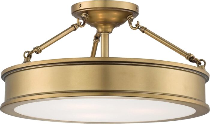Minka Lavery Semi Flush Mount Ceiling Light 4177-249, Harbour Point Glass Lighting Fixture, 3 Light, Liberty Gold