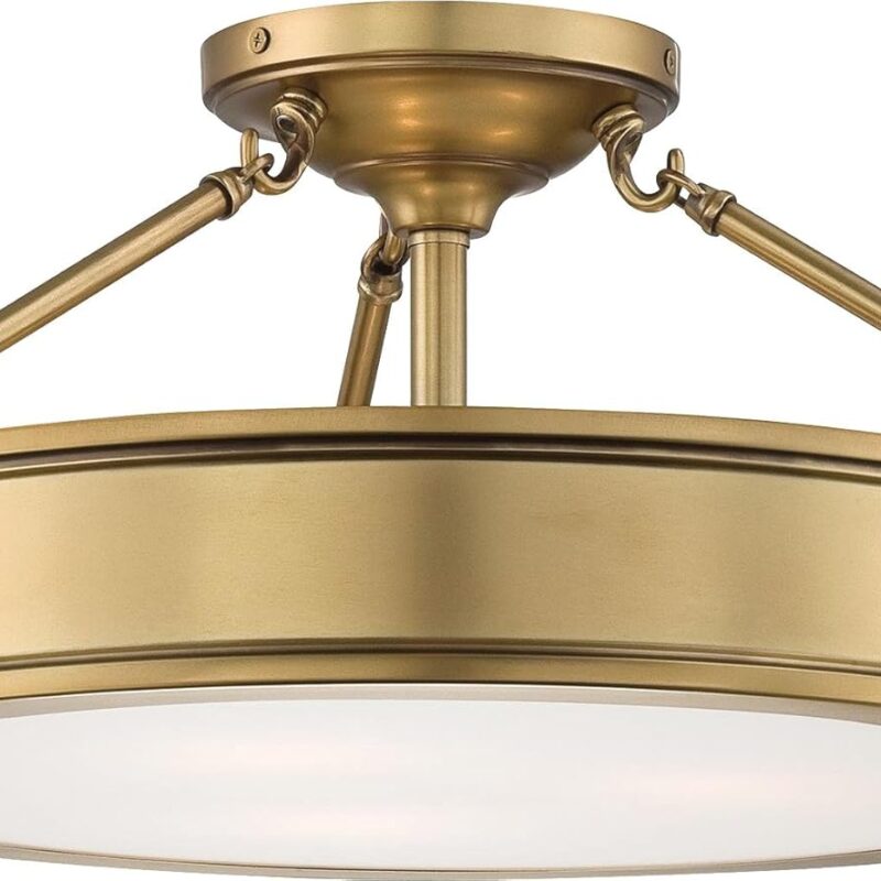 Minka Lavery Semi Flush Mount Ceiling Light 4177-249, Harbour Point Glass Lighting Fixture, 3 Light, Liberty Gold