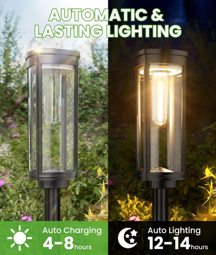 Bright Solar Pathway Lights Outdoor, 8 Pack Solar Powered Garden Lights Waterproof IP65, Auto On/Off Outdoor Light for Lawn Patio Walkway Driveway Decor Landscape Lighting - Image 5