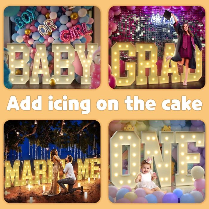 imprsv 4FT Marquee Letter O, Modern Light-Up Foam Board Letters for All Ages, All Seasons Party Decor - Image 7