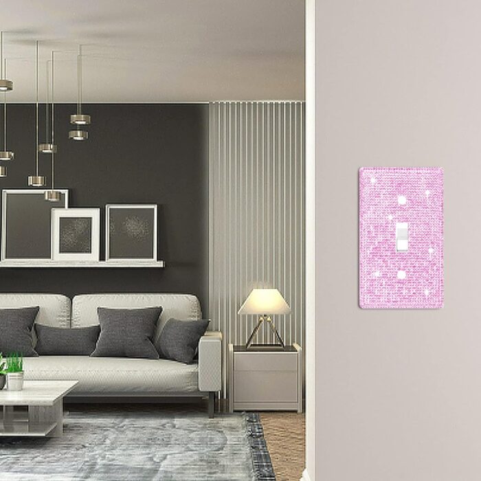 Wall Plate Light Switch Cover, Standard Size 4.50" x 2.76", Dengduoduo Silver Pink Rhinestones Bling Decorative Wall Plate Light Switch Outlet Cover for Bedroom Accessories Home Decor - Image 4