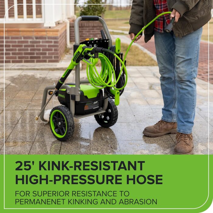 Greenworks Pro Brushless 3000 PSI (CSA Certified) 2.0 GPM Max / 1.1 GPM Electric Pressure Washer (Foldable Handles, Rugged Steel Frame, 25 FT Hose, 35 FT GFCI Power Cord) - Image 6