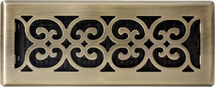 Decor Grates SPH412-A Scroll Design Floor Register, 4x12 Inches, Antique Brass Finish - Image 2