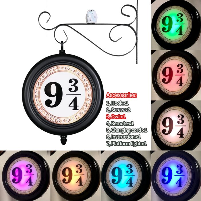Double-Sided Illuminated Wall Night Light Sign, Rechargeable Room Decor Lamp, Platform Decoration, Gifts for Harry Fans. - Image 3