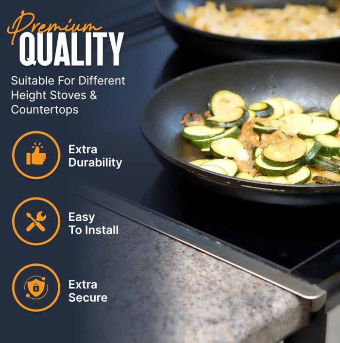 Linda’s Essentials Stove Gap Covers Stainless Steel (2 Pack), 316 Stainless Steel Stove Gap Covers Heat Resistant Oven Gap Filler Seals Spaces Between Stovetop and Counter (25.4 Inches, Silver(Steel)) - Image 5