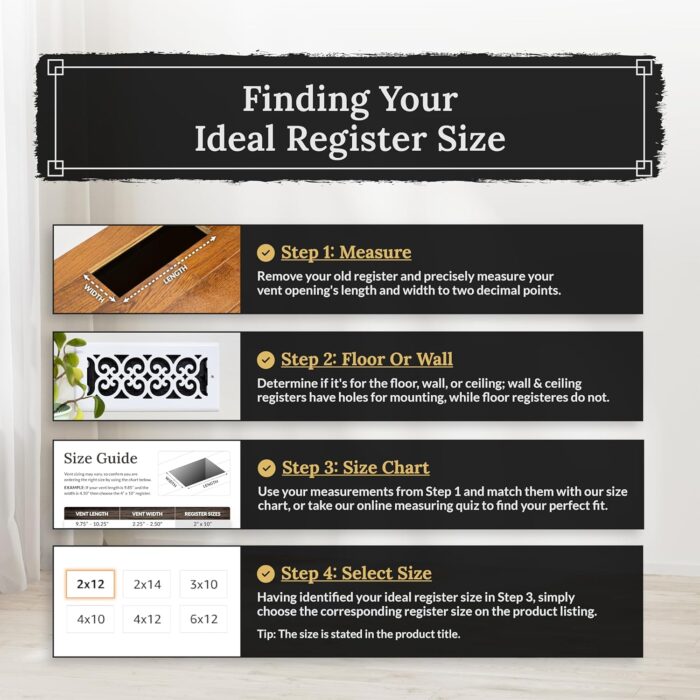 Decor Grates SPH412-A Scroll Design Floor Register, 4x12 Inches, Antique Brass Finish - Image 5