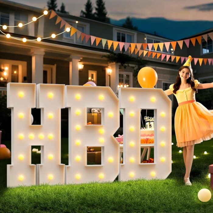 imprsv 4FT Marquee Letter O, Modern Light-Up Foam Board Letters for All Ages, All Seasons Party Decor - Image 5