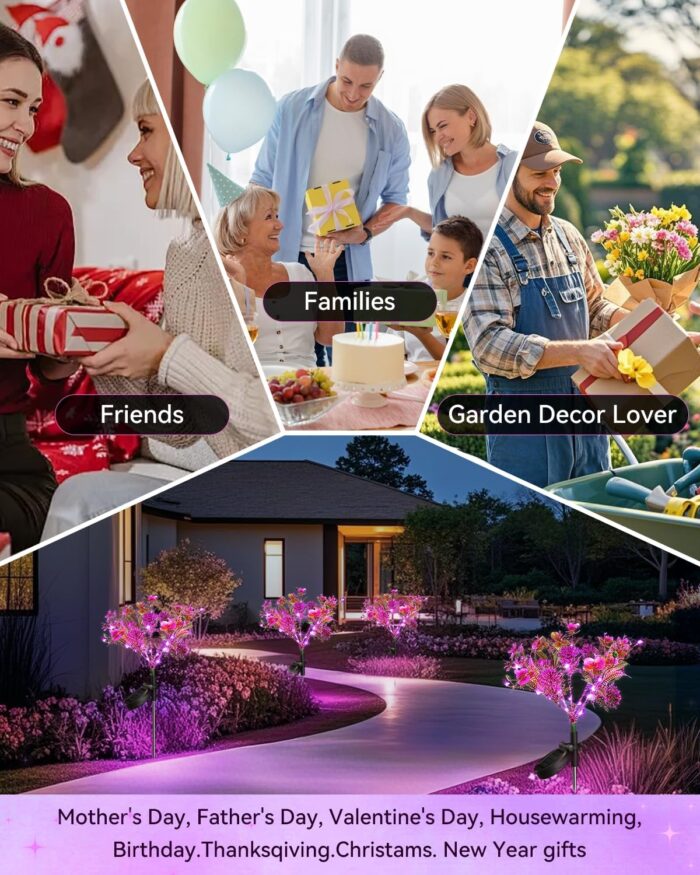 Neporal Solar Garden Lights, 6PK Purple Phalaenopsis Solar Flowers Outdoor Waterproof, Solar Lights Decorative for Garden,Yard Decor, Outdoor Decor - Image 5