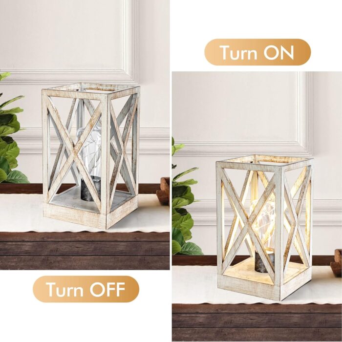 WINGBO 2 Pack Retro Battery Powered Table Lamps, Battery Operated Cordless Lamp Set, Portable Nightlight Decorative Light for Living Room Dining Room Bedroom Entryway Patio Backyard, White Finish - Image 3