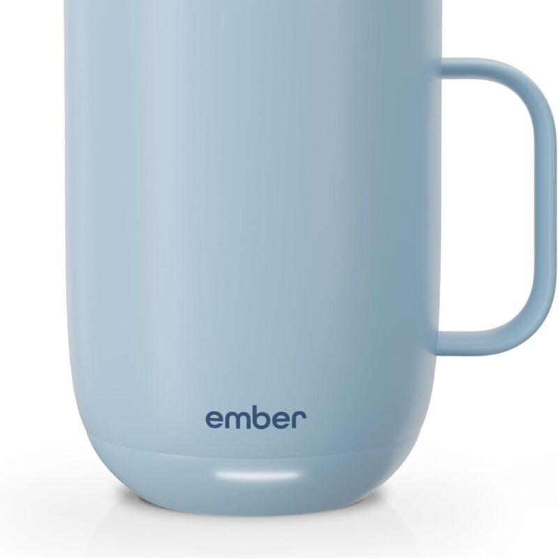 Ember Temperature Control 14oz Smart Mug 2, App-Controlled and Rechargeable Heated Coffee Cup Warmer with Intelligent LED Display, Powder Blue