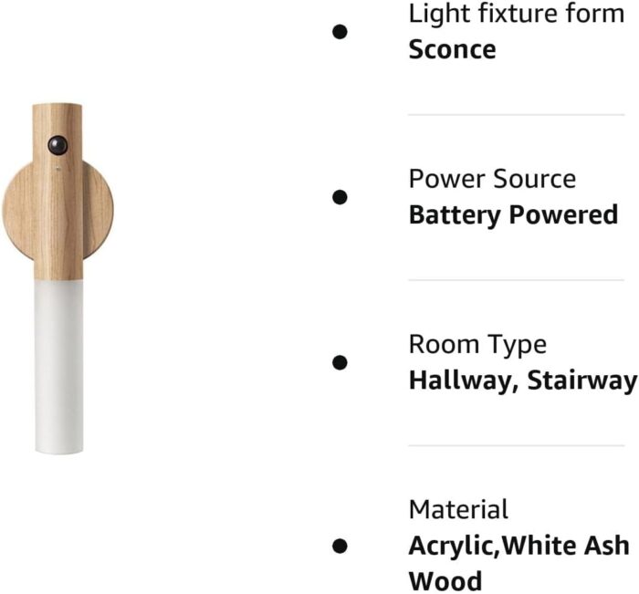 LANDGOO Wooden Motion Sensor Night Lights Magnet Body Sensor Hallway Night Lights Rechargeable Led Light Portable Stairway,Wall Sconce Battery Powered Cabinet Lights - Image 11