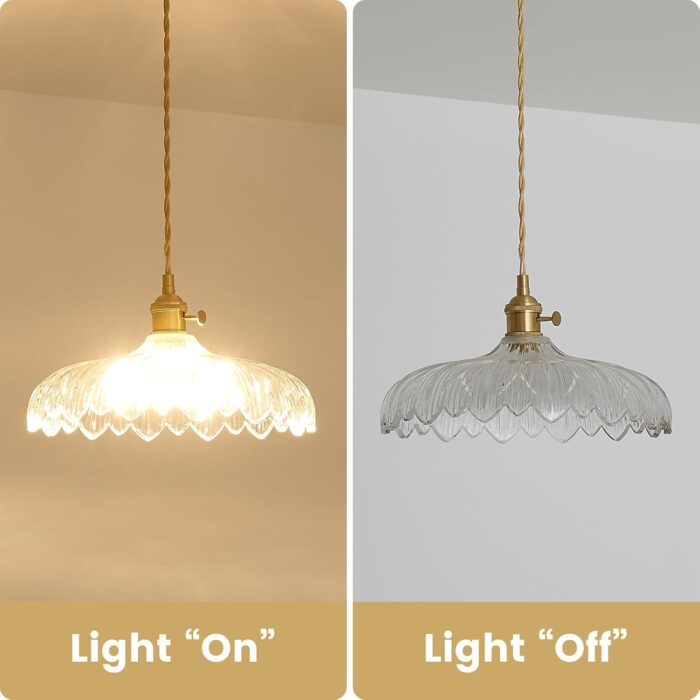 Plug in Pendant Light, Clear Glass Shade Hanging Light, Industrial Pendant Light for Entryway, Dinning Room Lighting Fixture, Bedroom and Kitchen Island with Light Bulb - Image 4